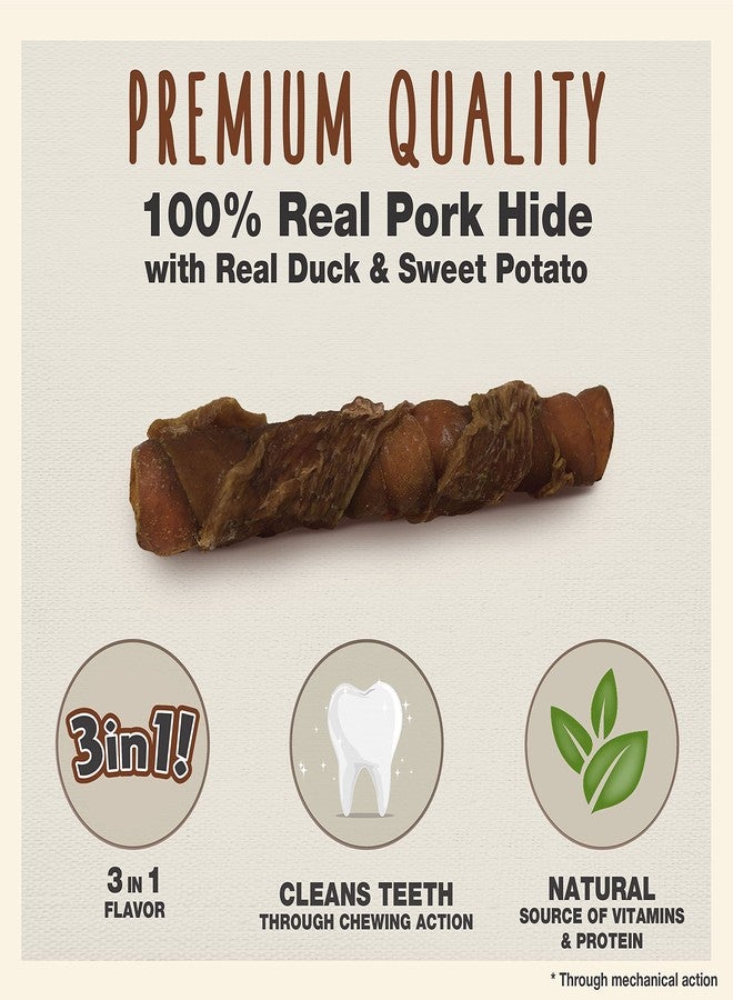 Cadet Gourmet Triple Chews Pork Hide, Sweet Potato, & Duck Dog Treats - Healthy Dog Treats for Small & Large Dogs - Inspected & Tested in USA (6 Count) - Image 2