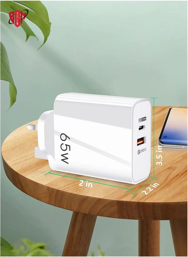 BGM USB C Plug,Charger Type C 65W USB C Fast iphone Charger,PD3.0 Type C Super Fast Charger Wall Plug,Dual Port USB Plug Charger for iPhone, Cell Phones, Mobile Power Bank,iPad,Tablets, Headphones,etc - Image 4
