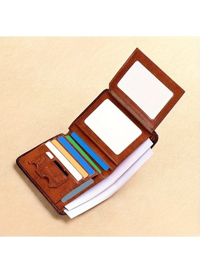 banyanu Men's genuine leather anti-theft brush ultra-thin multi-card slot short wallet-Zongse - Image 2