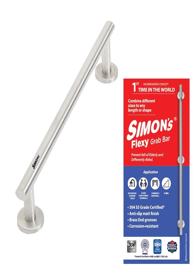 Simon's Flexy 304 Stainless Steel Grab bar for Bathroom and Toilet Safety Handle of Elderly People - 60 cm with 2 Legs of 4.5 cm - Image 1