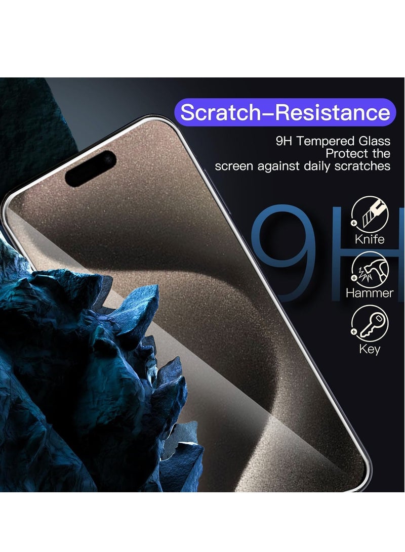 GMAX حماية شاشة زجاجية مقسّاة عالية الدقة لجهاز آيفون 15 برو ماكس - مضادة للانعكاس ومضادة للفقاعات بصلابة 9H وسمك 0.33 مم وحواف مدورة وسهلة التركيب - Image 3