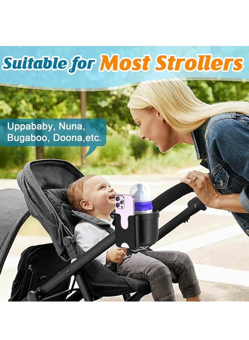 spa luxetique Cup Holder for Walker, Stroller Cup Holder Attachment with Phone Holder, Wheelchair/Stroller Accessories for Uppababy, Nuna, Doona, Rollator, Bike, Scooter, Baby Travel Essential - Image 4