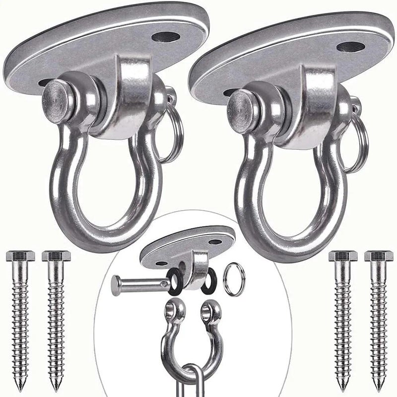 BeneLabel Set of 2 Permanent Antirust Stainless Steel 304 Heavy Duty Swing Hangers 2000LB Capacity 180 Swing Hook for Yoga Hammock Chair Sandbag - Image 1