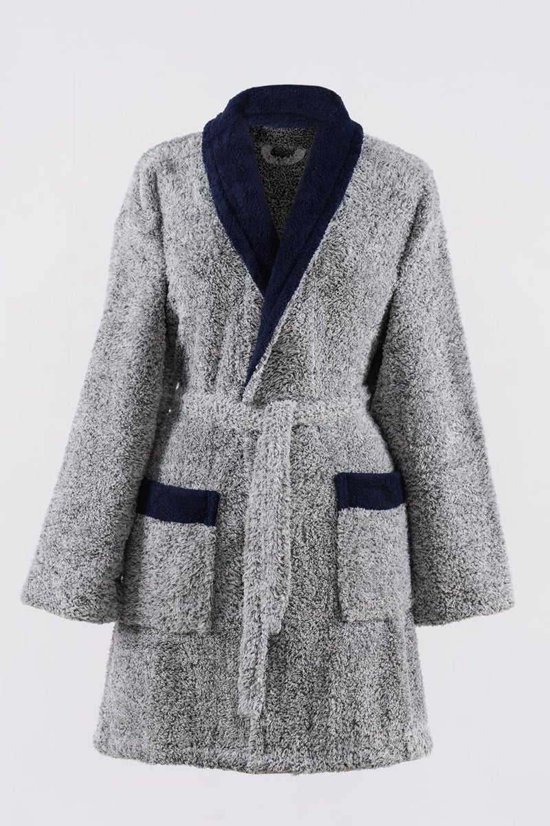 Maison Art Navy Shawl Unisex Wellsoft Plush Dressing Gown | Dressing gown  - Image 1