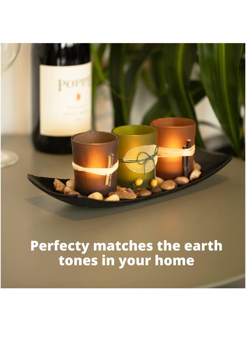 Rock Pow Natural Candlescape Set, 3 Decorative Candle Holders, Rocks and Tray  - Image 3