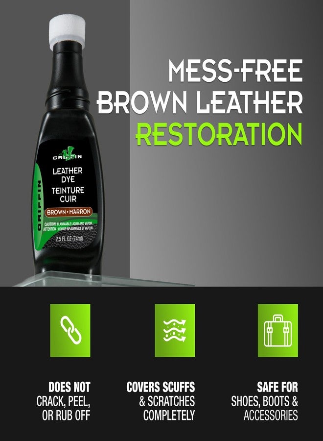 Griffin Brown Shoe Dye - 2.5 Oz - Leather Color Restorer - Repairs Scuffs, Scratches & Fading - Permanent Shoe Dye Kit for Leather, Suede, Furniture, Car Seats, Boots & More - Made in USA - Image 3
