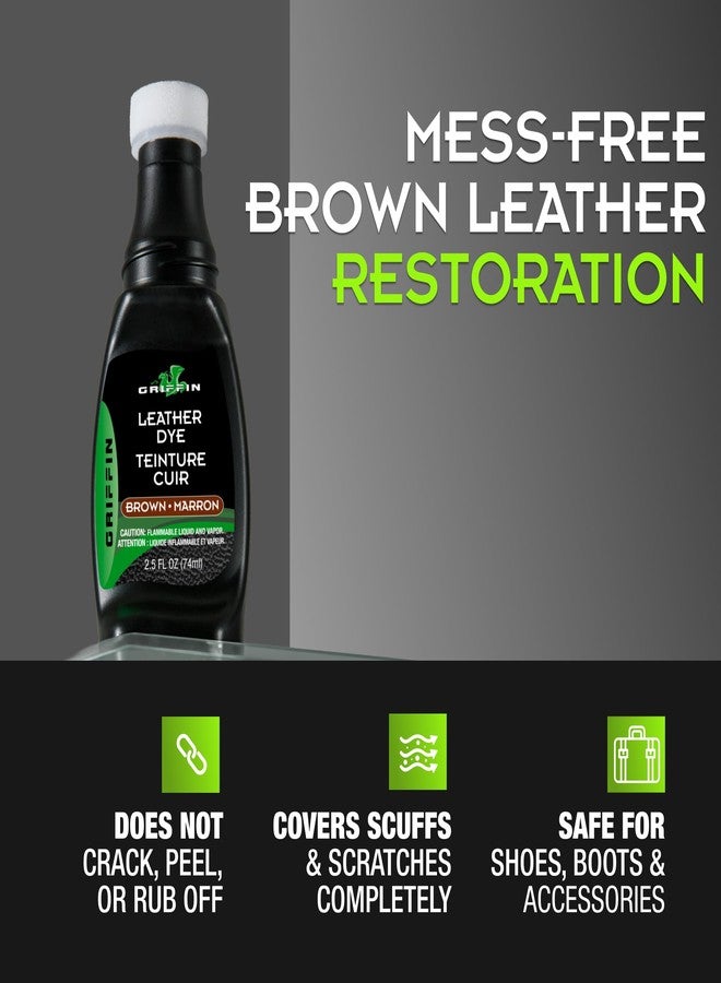 Griffin Brown Shoe Dye - 2.5 Oz - Leather Color Restorer - Repairs Scuffs, Scratches & Fading - Permanent Shoe Dye Kit for Leather, Suede, Furniture, Car Seats, Boots & More - Made in USA - Image 2