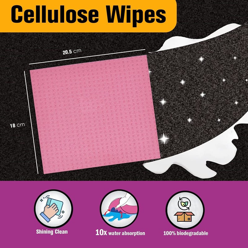 Magic Providers Reusable Wet Wipes Sponge Pack of 5 Dusters Washables Reusable Sponge Wipes Super Absorbent Biodegradable Cellulose Material Kitchen Home Car Cleaning 10x Absorption Wet Wipes - Image 5