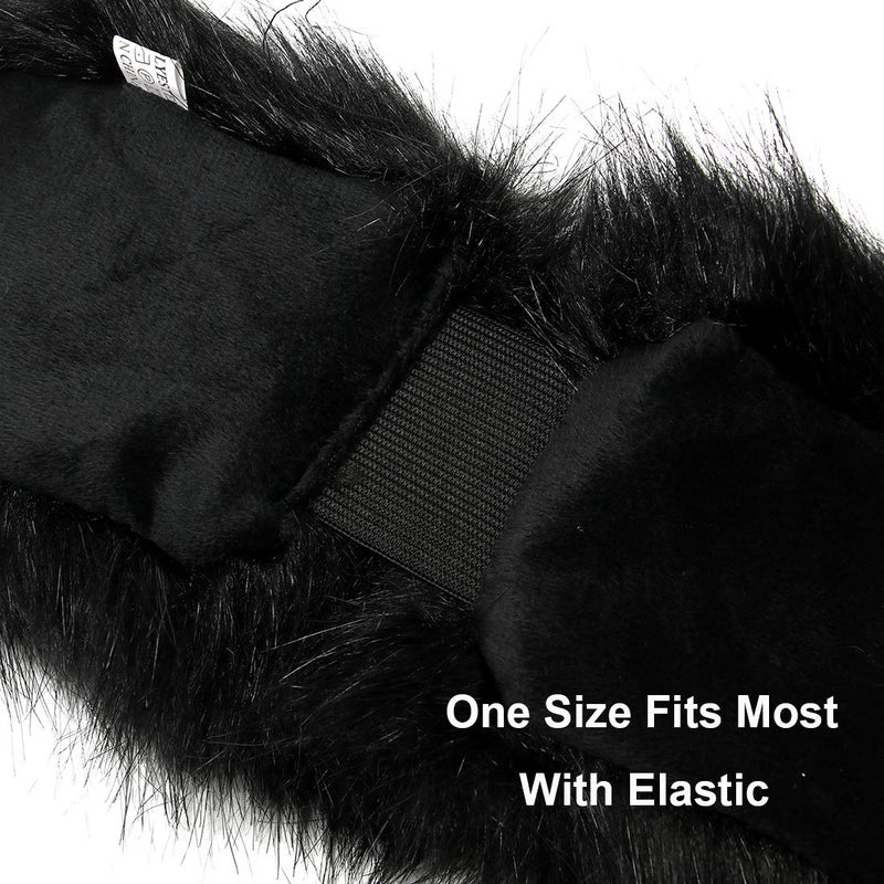 LA CARRIE Faux Fur Headband with Stretch Women's Winter Earwarmer Earmuff (Black & Natural) - Image 4