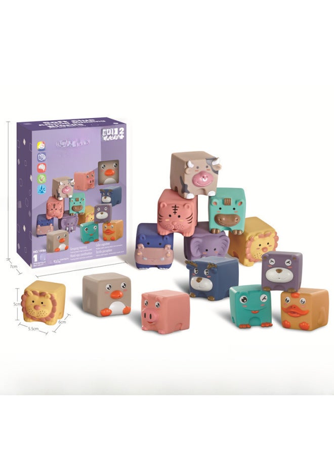 Baby Cartoon Hand Catch Ball Can Bite 0-1 Year Old Baby Bath Toy Early Education Digital Block Vinyl Animal-Color:Color Box-cartoon Hand Catch Ball -9 - Image 2