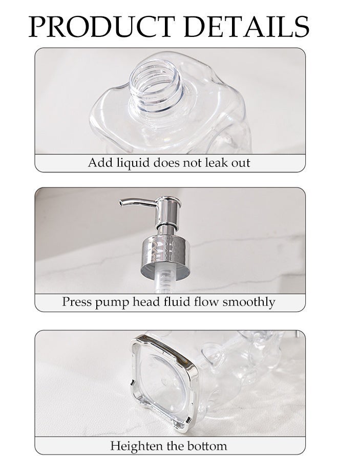 DUNISO 2 Set of Square Plastic Diamond Lotion Dispenser,Soap Dispenser for Countertop, Kitchen, Bathroom,Refillable Hand Lotion, Shampoo, Body Wash Dispenser - Image 3