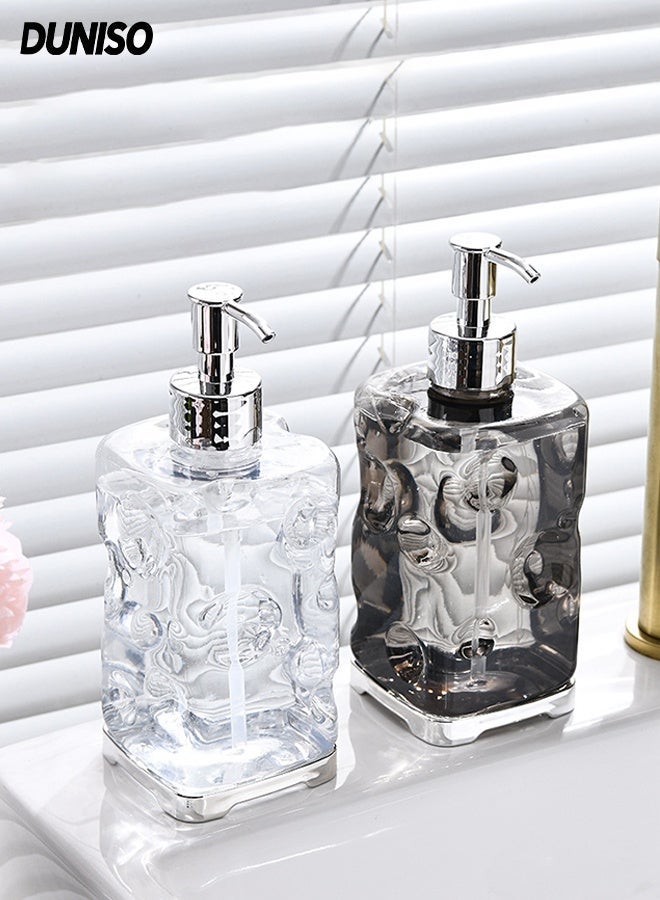 DUNISO 2 Set of Square Plastic Diamond Lotion Dispenser,Soap Dispenser for Countertop, Kitchen, Bathroom,Refillable Hand Lotion, Shampoo, Body Wash Dispenser - Image 1
