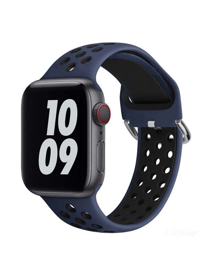 NIBEMINENT Replacement Band For Apple Watch Series 6/SE/5/4/3/2/1 Midnight Blue/Black - Image 2