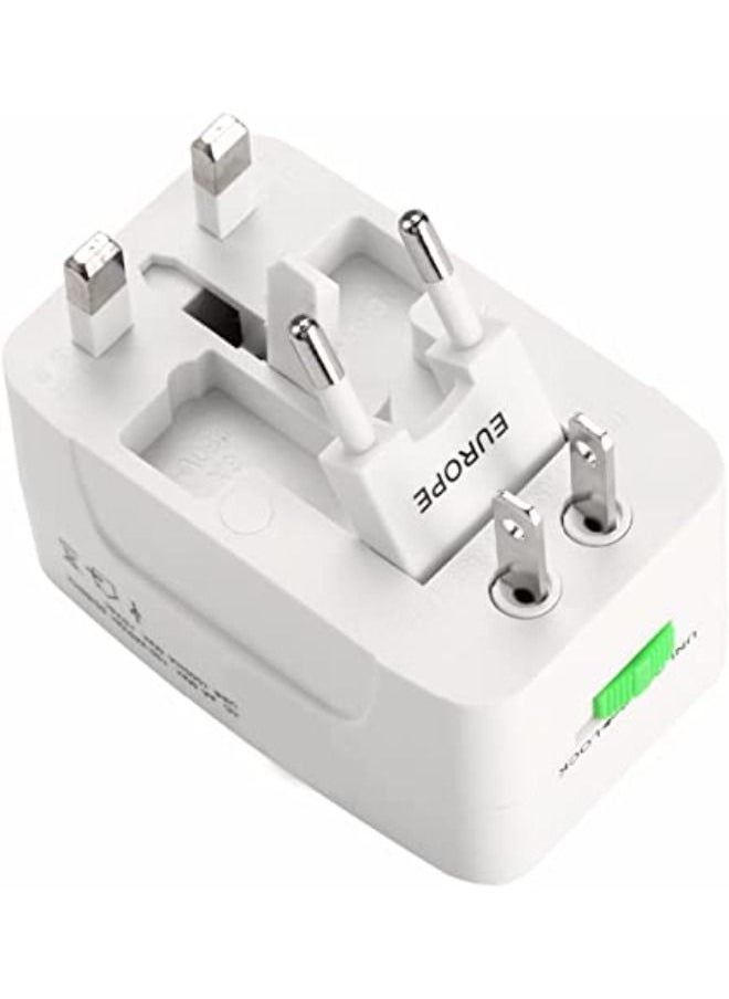 ELTRAZONE All-In-One International Travel Power Charger – Universal Adapter Plug with Multiple Worldwide Socket Compatibility, Compact Design, Built-In Safety Features, Fast Charging USB Ports – Ideal for Travel to UK, EU, US, Asia, and More – White Travel Adapter  - Image 1
