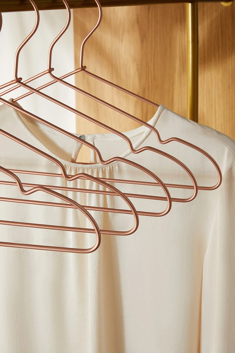 Ocean Home Textile 12-Piece Rose Gold Color Metal Clothes Hangers 22 x 41 x 0.4 cm