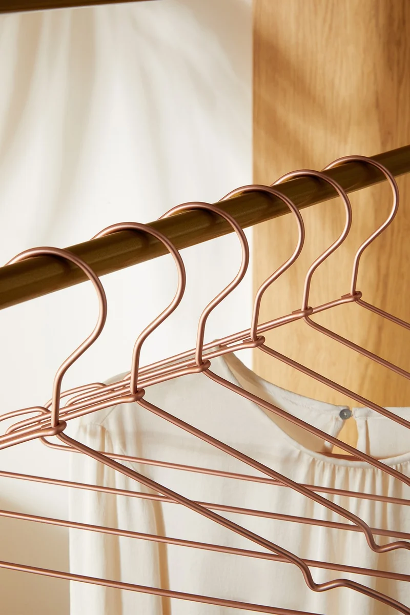 Ocean Home Textile 12-Piece Rose Gold Color Metal Clothes Hangers 22 x 41 x 0.4 cm