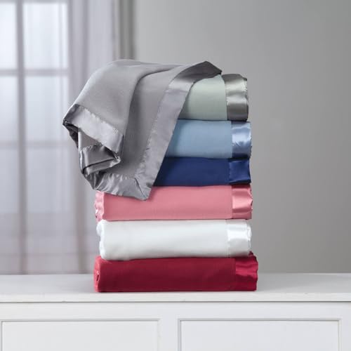 OakRidge Satin Fleece Blanket, Full/Queen, Twin or King Size – 100% Polyester Lightweight Fabric and Cozy Satin Binding Edges in Tightly Folding Travel Blanket, Blue - Image 3