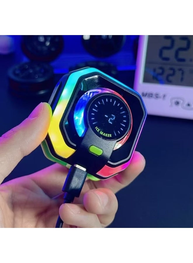 مبرد ألعاب JS86 🚀 | تبريد فائق | أشباه الموصلات الهاتف برودة الجليد الباردة التبريد المغناطيسي كليب حامل 2 في 1 عرض درجة الحرارة الرقمية أضواء RGB للألعاب | #TS - Image 2