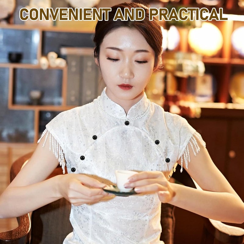 100pcs Round Pearl Embellished Buttons for Sewing Vintage Decorative Buttons for Wedding Dress and Cheongsam Shirts DIY Crafts - Image 3