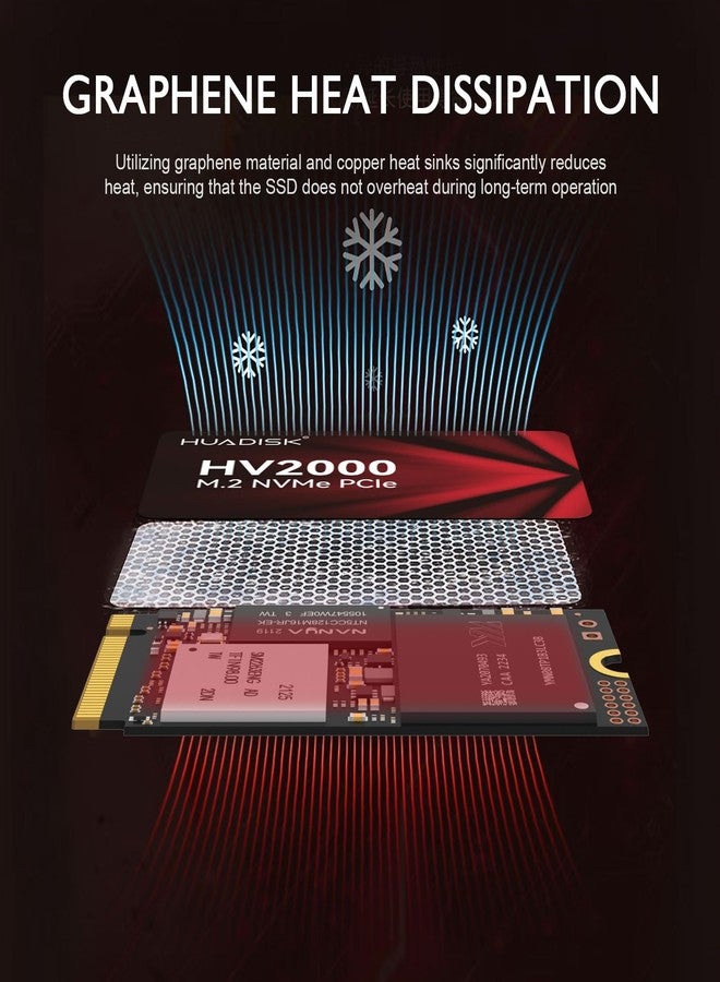 قرص صلب داخلي من نوع HUADISK M2 SSD، M.2 NVMe SSD مزود بمشتت حراري، سعة 128 جيجابايت NVMe Gen3x4، M.2 2242 مع لوحة توسعة 2280، سرعة نقل بيانات تصل إلى 2200 ميجابايت/ثانية، ذاكرة فلاش ثلاثية الأبعاد NAND، متوافق مع أجهزة الكمبيوتر المكتبية والمحمولة. - Image 3