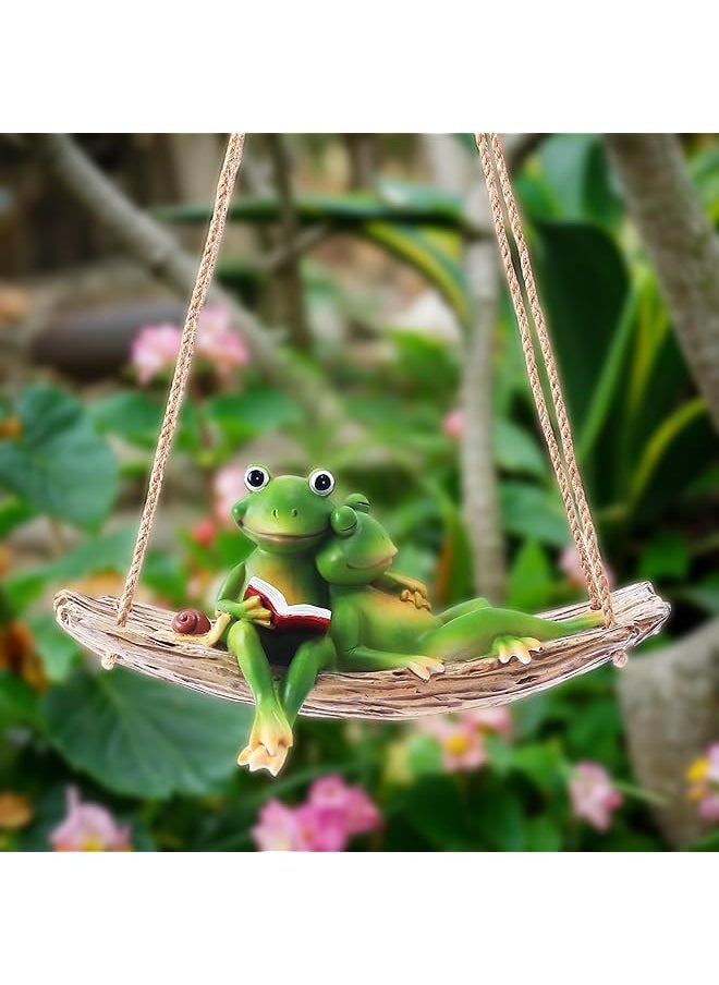 erorex Outdoor Garden Swing Frog Décor Funny Hanging Frog Statues For Home And Garden Sleeping Frog Sculptures For Yard And Outdoor Decoration  - Image 3
