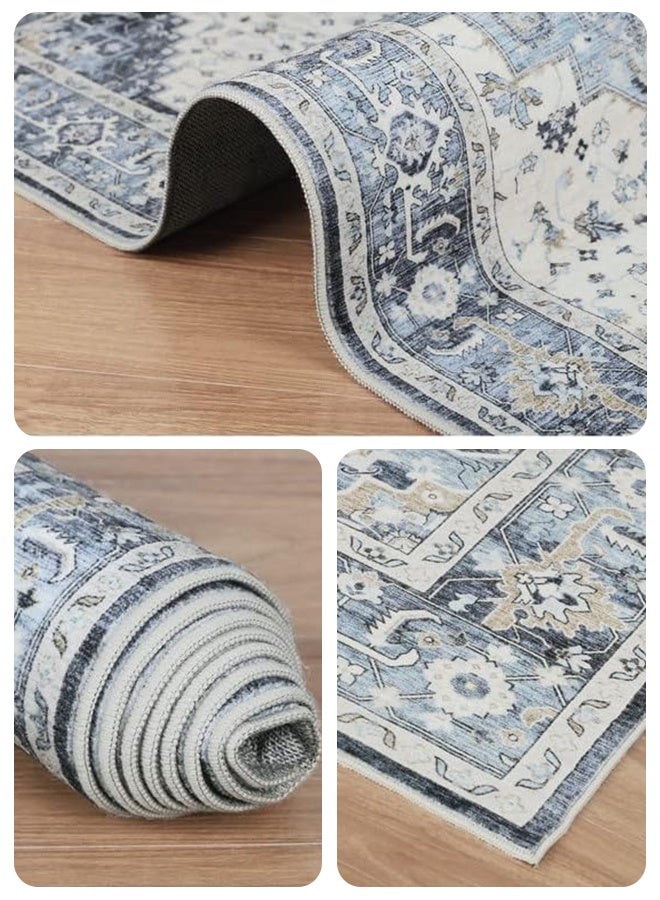 Forthcan Washable Living Room Carpet Rug, Nordic American Style Sofa and Bedroom Area Rug, Foldable Coffee Table Rug, Easy to Clean and Durable - Image 3