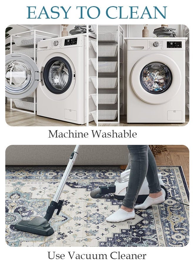 Forthcan Washable Living Room Carpet Rug, Nordic American Style Sofa and Bedroom Area Rug, Foldable Coffee Table Rug, Easy to Clean and Durable - Image 5