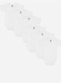 Babies Basic Pack of 6 - Solid Combed Cotton Short Sleeves Bodysuit  - Image 1