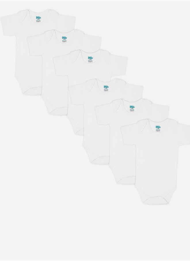 Babies Basic Pack of 6 - Solid Combed Cotton Short Sleeves Bodysuit  - Image 1