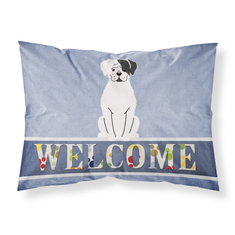 Caroline's Treasures ""Caroline's Treasures White Boxer Cooper Welcome Printed  Polyester  250 Thread count  Envelope closure Pillowcase  Standard  Multicolor"" 