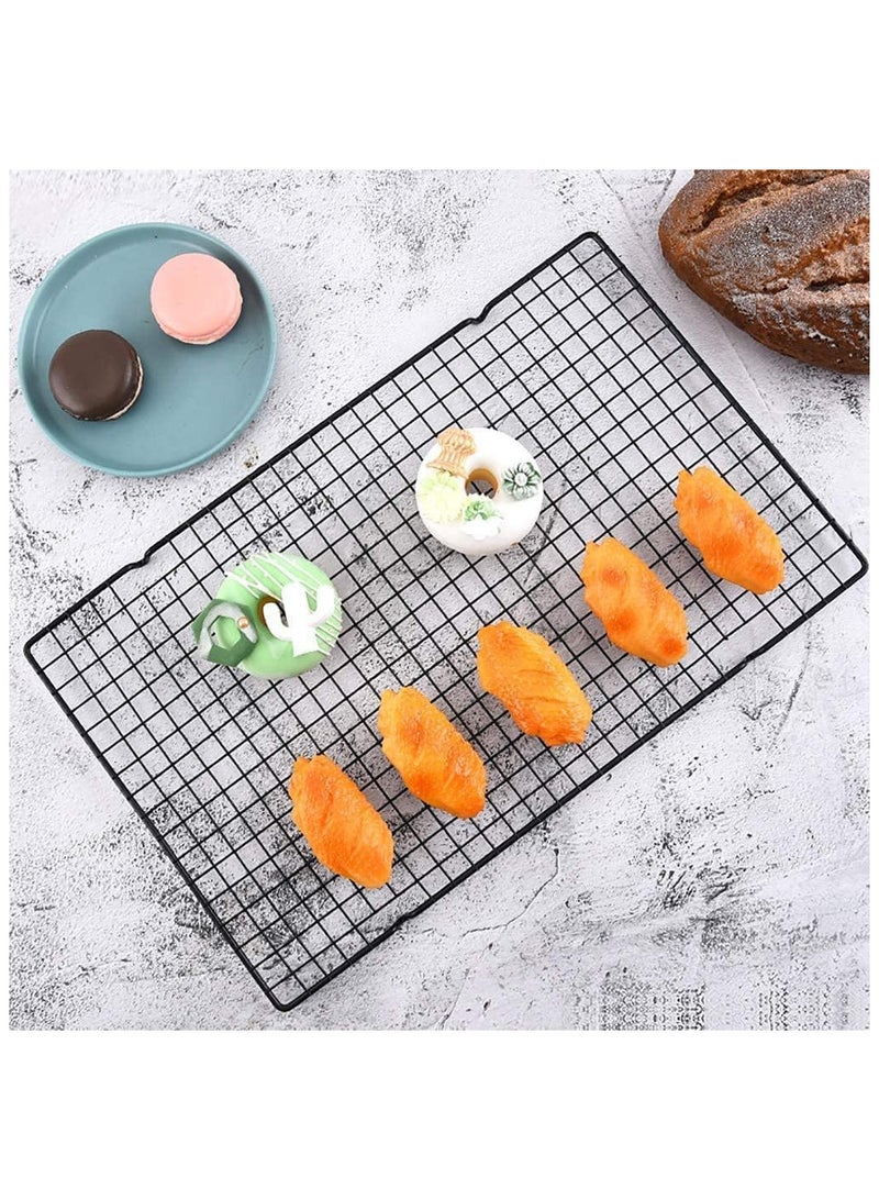 ECVV 2Pcs Cooling Rack & Baking Rack - Heavy Duty 100% Stainless Steel Cookie Cooling Racks, Wire Rack for Baking, Oven Safe 40 x 25 cm Fits Jelly Roll Pan - Grill Racks for Cooking and Baking - Black - Image 2