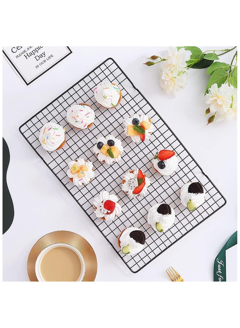 ECVV 2Pcs Cooling Rack & Baking Rack - Heavy Duty 100% Stainless Steel Cookie Cooling Racks, Wire Rack for Baking, Oven Safe 40 x 25 cm Fits Jelly Roll Pan - Grill Racks for Cooking and Baking - Black - Image 5