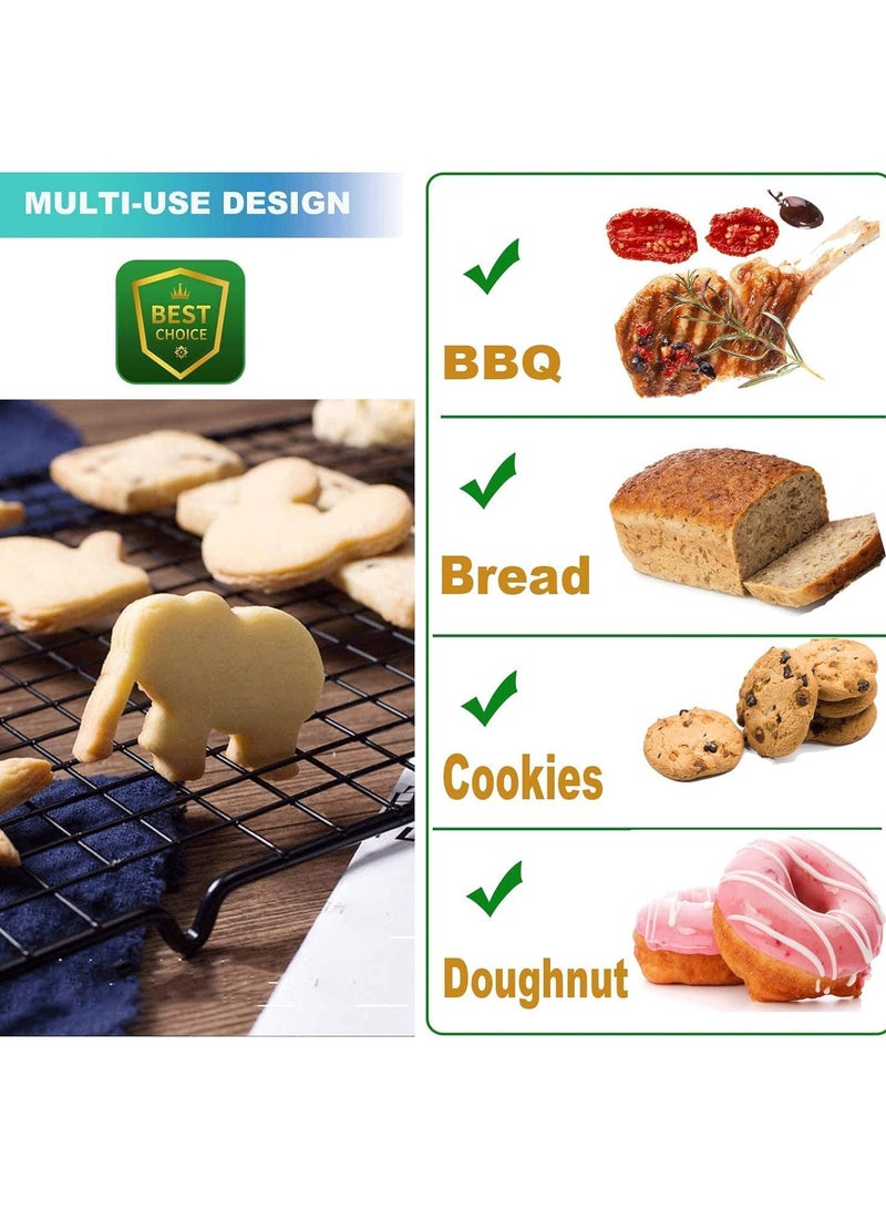 ECVV 2Pcs Cooling Rack & Baking Rack - Heavy Duty 100% Stainless Steel Cookie Cooling Racks, Wire Rack for Baking, Oven Safe 40 x 25 cm Fits Jelly Roll Pan - Grill Racks for Cooking and Baking - Black - Image 4