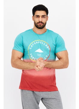 Men Crew Neck Short Sleeve Brand Logo T-Shirts, Sea Green Combo