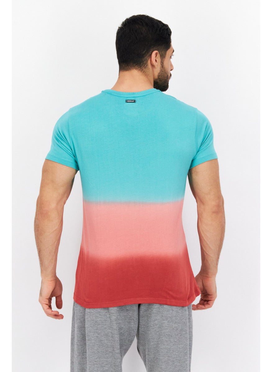 CATERPILLAR - Men Crew Neck Short Sleeve Brand Logo T-Shirts, Sea Green Combo - Image 1