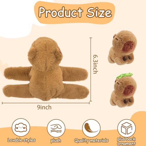 Timisea Animal Slap Bracelets2 Pcs Capybara Slap BraceletStuffed Animal Capybara Huggers Slap BraceletsStuffed Band for Birthday Party capybara Valentines Gift plush - Image 5