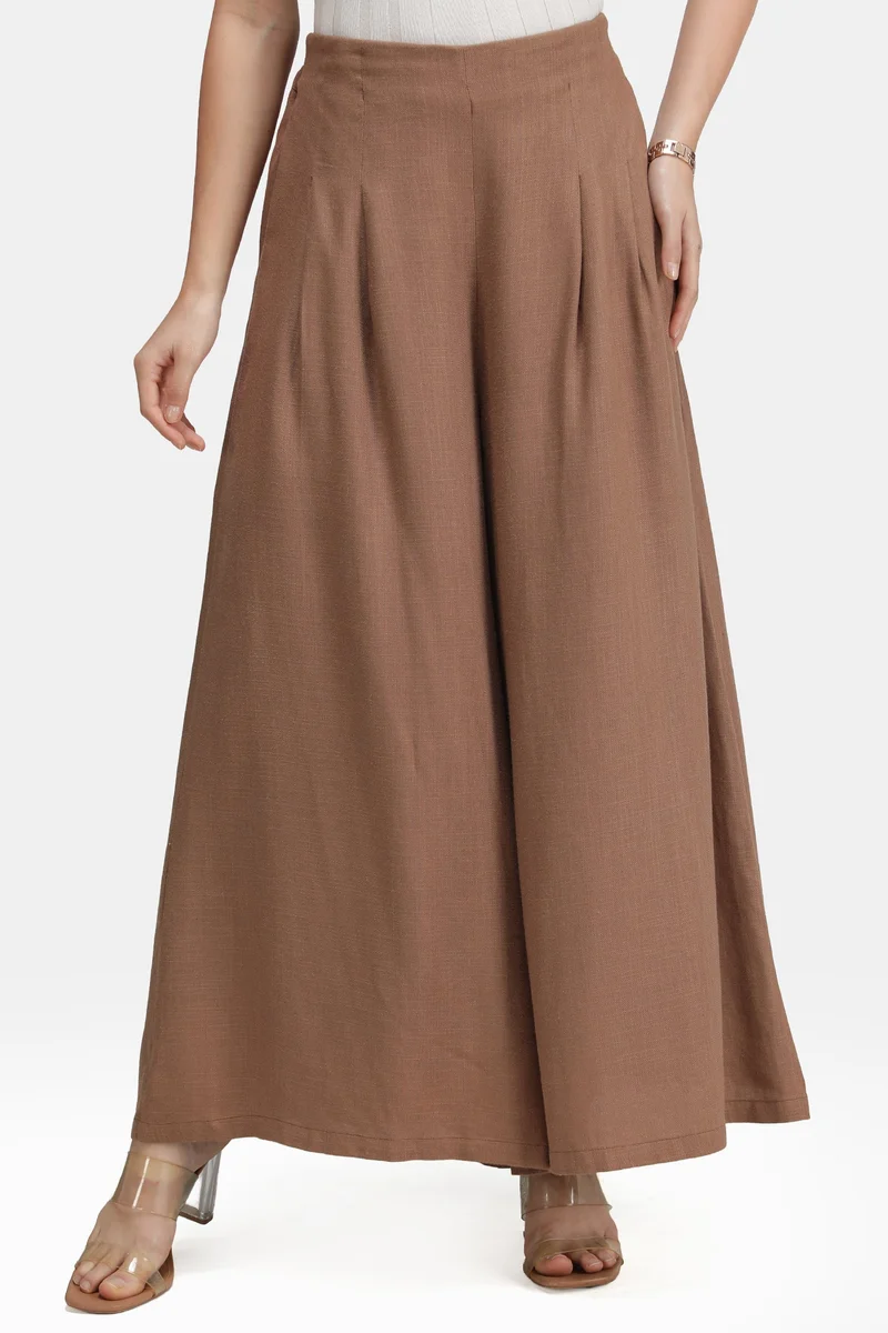 Virgio Solid Linen High-Waist Flared Pant for Women