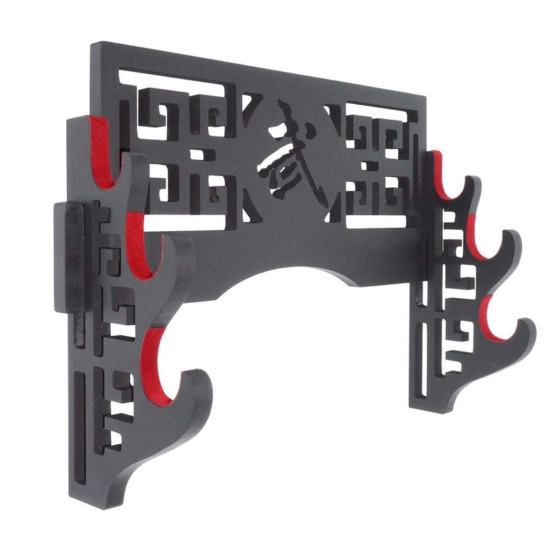 Eforlife Eforlife 3Tier Sword Holder Wall Mount Samurai Sword Display Stand Hollow Out Pattern for Katana Wakizashi and Standard Swords Bushido Velvet Padded