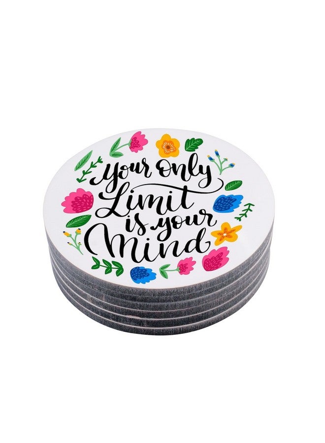 TAJNAN TAJNAN Printed Coaster Set of 6 Beautiful Wooden Coasters Plastic Coating Designer Coaster Stand Set Fit for Tea Cups,Coffee Mugs & Glasses (Round 4x4 Inch) (TAJ-Round-Coaster-BE Positive) - Image 5