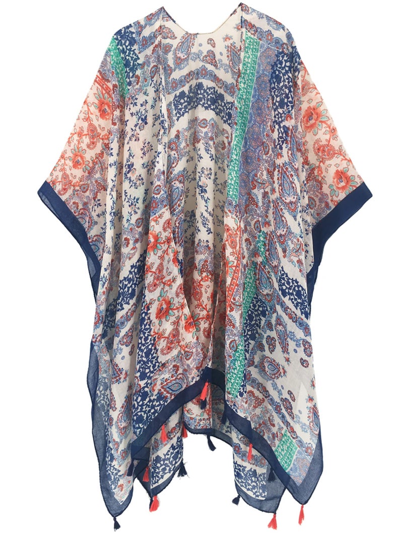 Moss Rose Women Boho Print Kimono Cardigan Loose Cover Up Casual Blouse Tops - Image 3