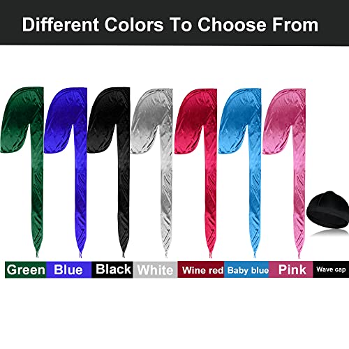ASKNOTO 7 PCS Silky Durags with Long Tail and 1 Satin Wave Cap, Do Rags for Men 360 Waves Multicolour - Image 3