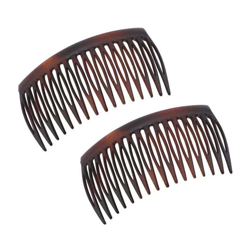 Parcelona French Matte Finish Celluloid Shell Good Grip 16 Teeth 2 Pieces Hair Side Combs 275 Inch