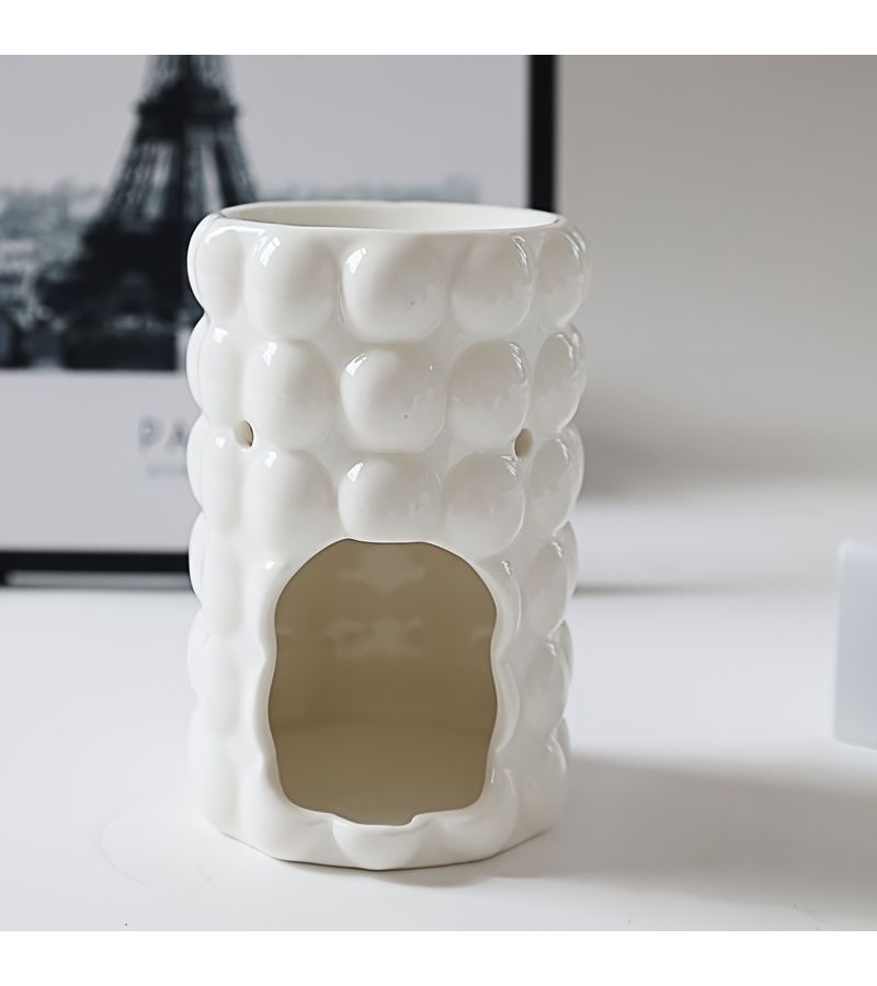Scandinavian Style White Ceramic Oil Stove 3D Candle Holder Aromatherapy Burner Incense Home Decor - Image 4