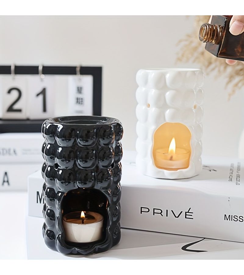 Scandinavian Style White Ceramic Oil Stove 3D Candle Holder Aromatherapy Burner Incense Home Decor - Image 1
