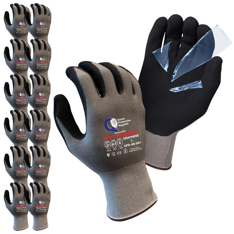 Quest Protective Apparel Quest Cut Resistant Work Gloves – Cut Proof Working, Pucture Resistant Gloves Heavy Duty Cutting and Abrasion Protection - Large, Pack of 12 Pairs - Image 1