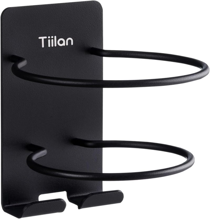 Tiilan Hair Dryer Holder Wall Mount, Blow Dryer Holder Self Adhesive, SUS 304 Stainless Steel, Bathroom Hair Tool Organizer Rack, Black - Image 1