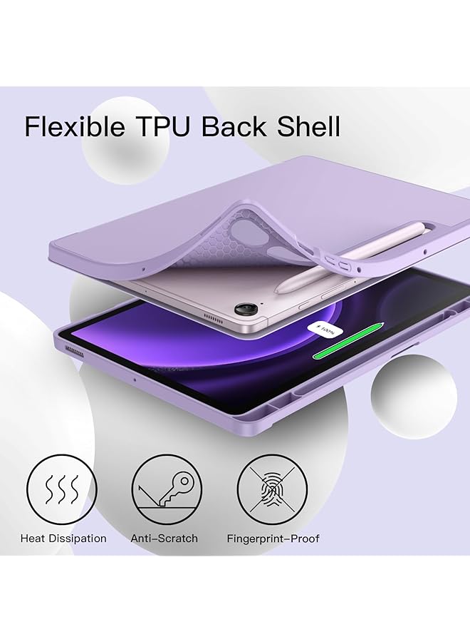 Jetech Case For Samsung Galaxy Tab S9 Fe 10.9-Inch With S Pen Holder Soft Tpu Tri-Fold Stand Protective Tablet Cover Support S Pen Charging Auto Wake Sleep Light Purple - Image 4