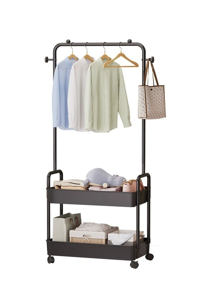 Y&D Coat Rack Freestanding With 2 Tier Rack Lightweight Metal Shoe Rack Organizer Multifunctional Coat Hanger Stand Shoe Shelf For Apartment Bedroom Dorm And Entryway Black  - Image 1