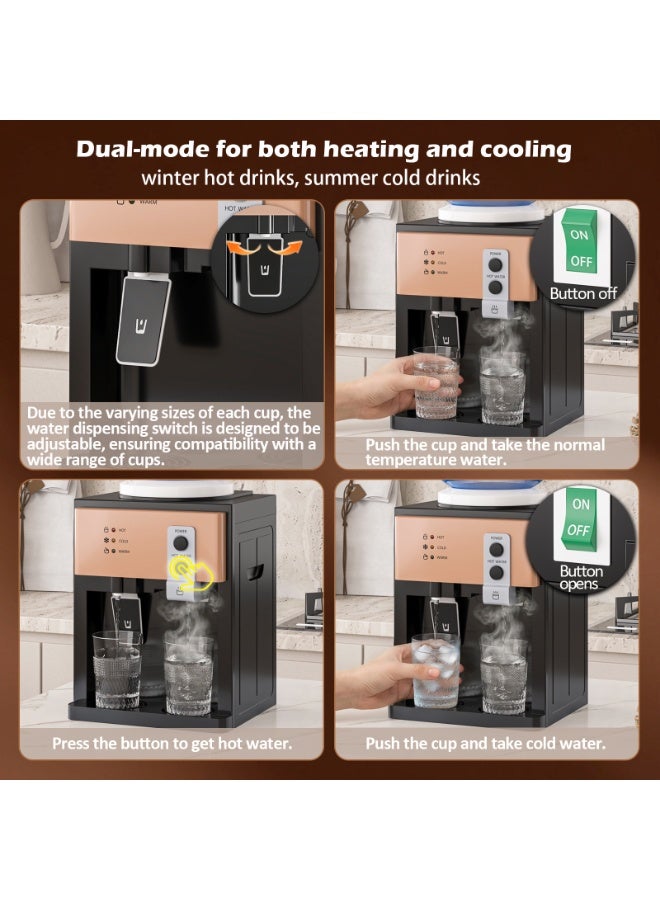 Amoyls Compact & Portable Desktop Water Dispenser with Instant Heating & Cooling – Multi-Function Hot/Cold Dispenser for Office, Kitchen, Living Room, Supports 4.5L to 18.9L Bottles, Quiet & Healthy Design - Image 3