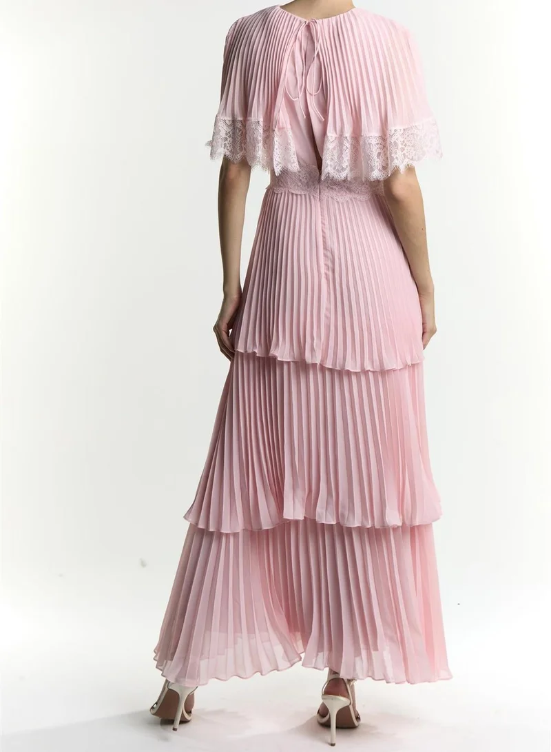 ترو ديكادينس Julie Dusty Pink Pleated Lace Maxi Dress